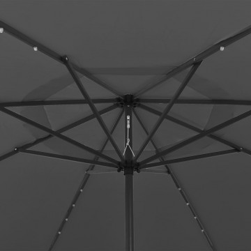 Umbrelă de soare exterior LED-uri & stâlp metal antracit 400 cm - Img 4