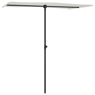 Umbrelă de soare exterior stâlp aluminiu alb nisipiu 180x110 cm - Img 3