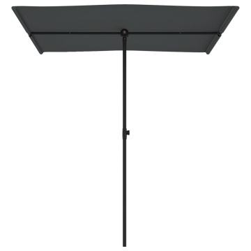 Umbrelă de soare exterior, stâlp aluminiu, antracit, 180x110 cm - Img 4