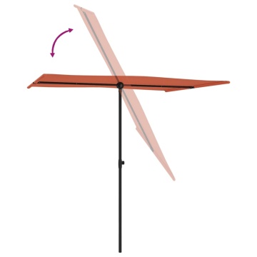 Umbrelă de soare exterior, stâlp aluminiu, cărămiziu, 2x1,5 cm - Img 5