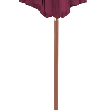 Umbrelă de soare exterior, stâlp din lemn, 300 cm, roșu bordo - Img 4