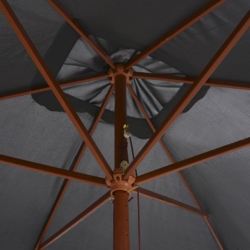 Umbrelă de soare exterior, stâlp lemn, 200x300 cm, antracit - Img 5