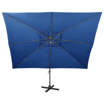 Umbrelă în consolă cu înveliș dublu, albastru azuriu 400x300 cm - Img 3