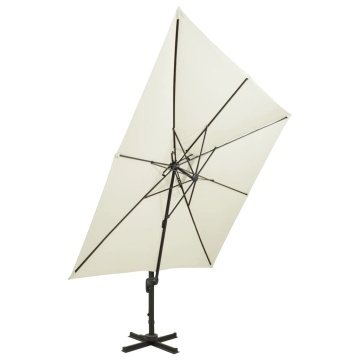 Umbrelă în consolă cu înveliș dublu, nisipiu, 300x300 cm - Img 2