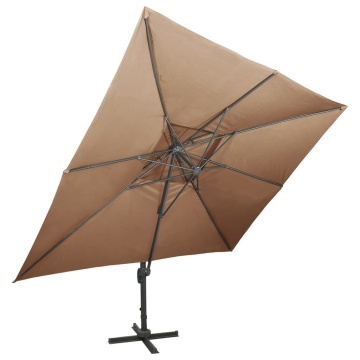 Umbrelă în consolă cu înveliș dublu, taupe, 400x300 cm - Img 2