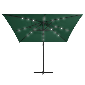 Umbrelă în consolă cu LED, stâlp din oțel, verde, 250x250 cm - Img 3