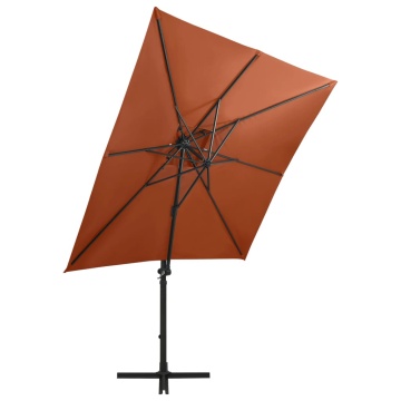 Umbrelă în consolă cu stâlp și LED-uri, cărămiziu, 250 cm - Img 4