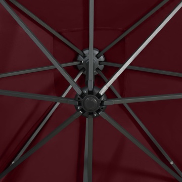 Umbrelă în consolă cu stâlp și LED-uri, roșu bordo, 250 cm - Img 7