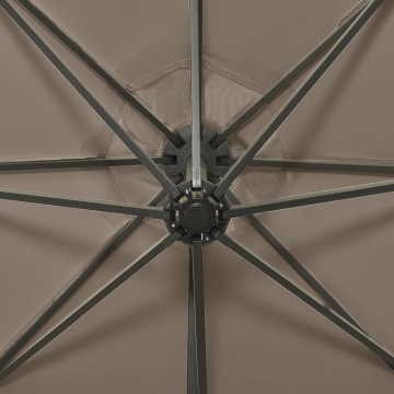 Umbrelă în consolă cu stâlp și LED-uri, taupe, 300 cm - Img 7