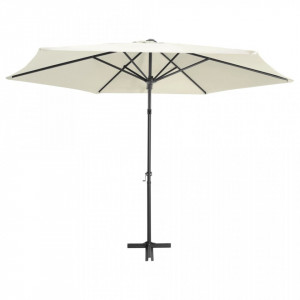 Umbrelă soare de exterior cu stâlp din oțel, alb nisipiu 300 cm - Img 3