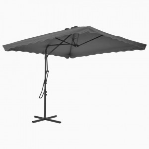 Umbrelă soare de exterior, stâlp din oțel, antracit, 250x250 cm - Img 3