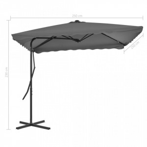 Umbrelă soare de exterior, stâlp din oțel, antracit, 250x250 cm - Img 5