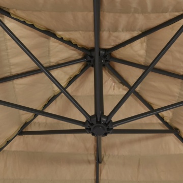 Umbrelă soare de grădină cu stâlp din oțel, maro 324x324x247 cm - Img 6