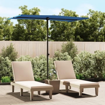 Umbrelă soare exterior stâlp aluminiu albastru azur 180x110cm - Img 1