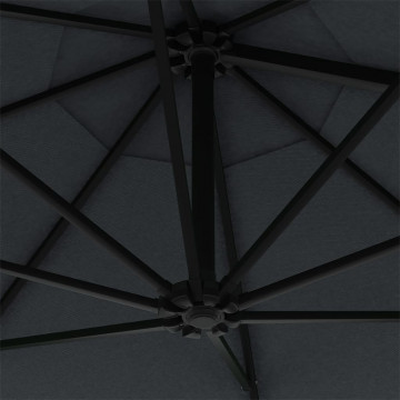 Umbrelă soare montaj pe perete LED stâlp metal antracit 300 cm - Img 7