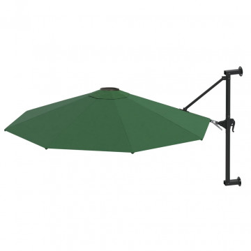 Umbrelă soare, montaj pe perete, tijă metalică, verde, 300 cm - Img 2