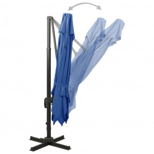 Umbrelă suspendată cu înveliș dublu, albastru azuriu, 300x300cm - Img 8