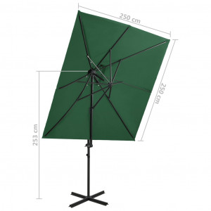 Umbrelă suspendată cu înveliș dublu, verde, 250x250 cm - Img 7