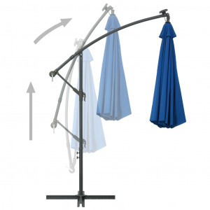 Umbrelă suspendată cu LED și stâlp din oțel, azuriu, 300 cm - Img 8