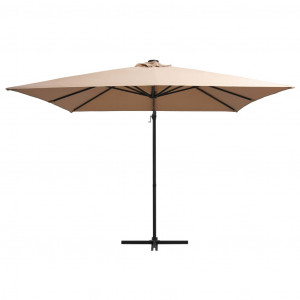 Umbrelă suspendată cu LED, stâlp oțel, gri taupe, 250x250 cm - Img 3