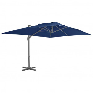 Umbrelă suspendată cu stâlp din aluminiu albastru azuriu 4x3 m - Img 1