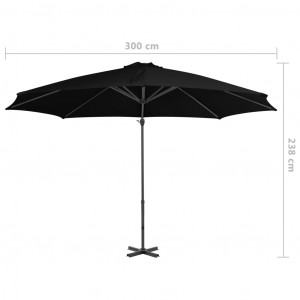 Umbrelă suspendată cu stâlp din aluminiu, negru, 300 cm - Img 7