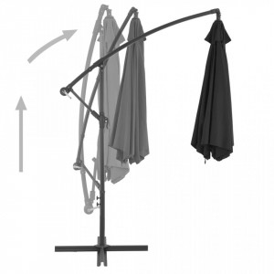 Umbrelă suspendată cu stâlp din aluminiu, negru, 300 cm - Img 4