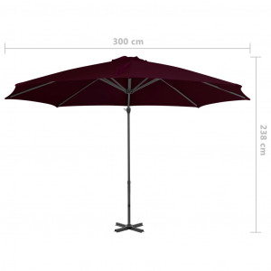 Umbrelă suspendată cu stâlp din aluminiu, roșu, 300 cm - Img 7