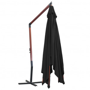 Umbrelă suspendată cu stâlp din lemn, negru, 400 x 300 cm - Img 8
