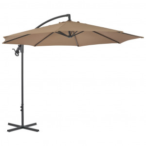 Umbrelă suspendată cu stâlp din oțel, gri taupe, 300 cm - Img 3