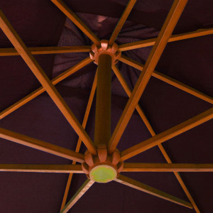 Umbrelă suspendată cu stâlp, roșu bordo, 3x3 m, lemn masiv brad - Img 2