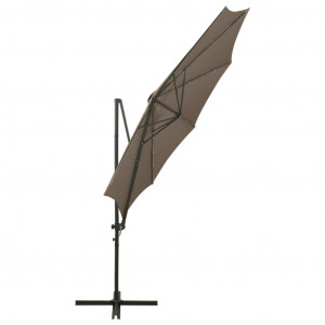 Umbrelă suspendată cu stâlp și LED-uri, gri taupe, 300 cm - Img 7