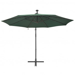 Umbrelă suspendată, iluminare LED, 300 cm, verde, stâlp metalic - Img 5