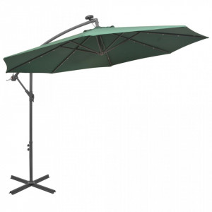 Umbrelă suspendată, iluminare LED, 300 cm, verde, stâlp metalic - Img 4
