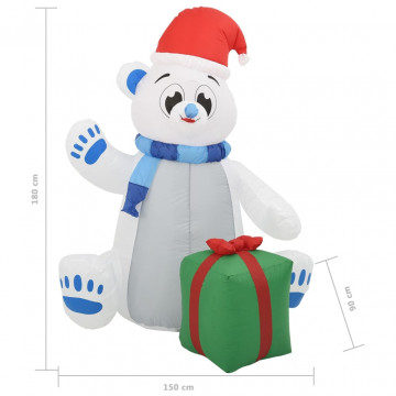 Urs polar gonflabil de Crăciun cu LED, 1,8 m, interior/exterior - Img 7