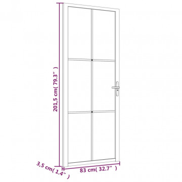 Ușă de interior, 83x201,5 cm, sticlă neagră mată și aluminiu - Img 5