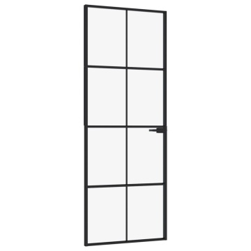 Ușă de interior negru 76x201,5 cm sticlă securiz./aluminiu slim - Img 2