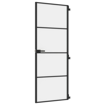 Ușă de interior negru 76x201,5 cm sticlă securiz./aluminiu slim - Img 2