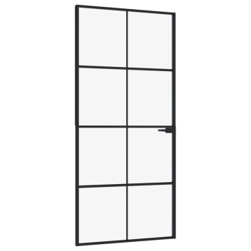 Ușă de interior negru 93x201,5 cm sticlă securiz./aluminiu slim - Img 2