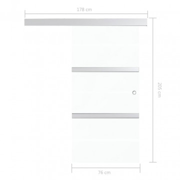 Ușă glisantă, argintiu, 76 x 205 cm, sticlă ESG și aluminiu - Img 6