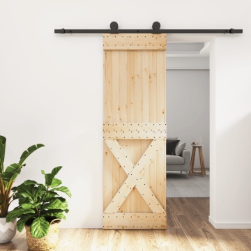 Ușă glisantă cu set de feronerie 70x210 cm, lemn masiv de pin - Img 1