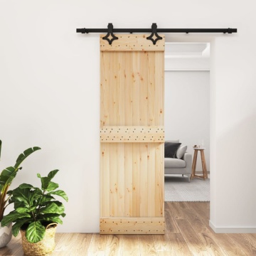 Ușă glisantă cu set de feronerie 70x210 cm, lemn masiv de pin - Img 1