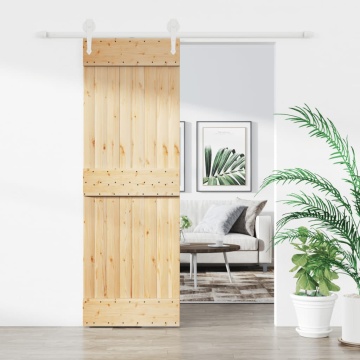 Ușă glisantă cu set de feronerie 70x210 cm, lemn masiv de pin - Img 1