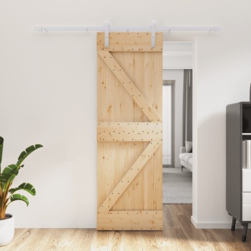 Ușă glisantă cu set de feronerie 70x210 cm, lemn masiv de pin - Img 1