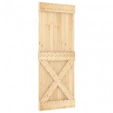 Ușă glisantă cu set de feronerie 80x210 cm, lemn masiv de pin - Img 3