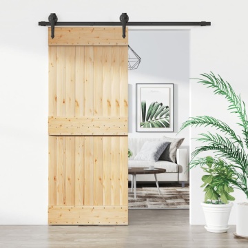 Ușă glisantă cu set de feronerie 85x210 cm, lemn masiv de pin - Img 1