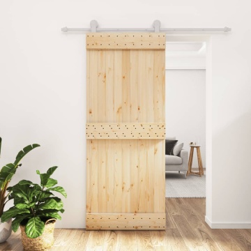 Ușă glisantă cu set de feronerie 85x210 cm, lemn masiv de pin - Img 1