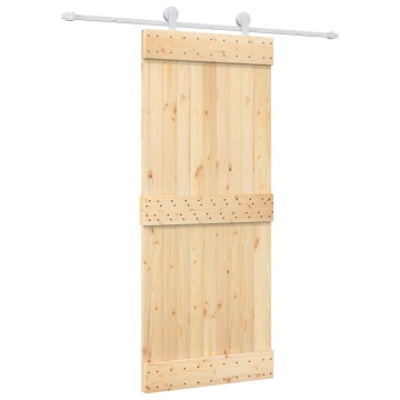 Ușă glisantă cu set de feronerie 85x210 cm, lemn masiv de pin - Img 2