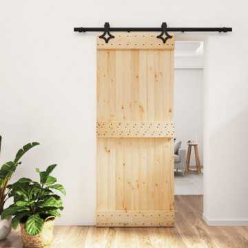 Ușă glisantă cu set de feronerie 85x210 cm, lemn masiv de pin - Img 1