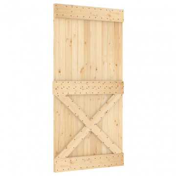Ușă glisantă cu set feronerie, 100x210 cm, lemn masiv de pin - Img 3